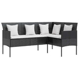 5 Piece L-shaped Couch Sofa Set with Cushions Poly Rattan Black - Side View