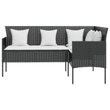 5 Piece L-shaped Couch Sofa Set with Cushions Poly Rattan Black - Top-Down View