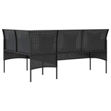 5 Piece L-shaped Couch Sofa Set with Cushions Poly Rattan Black - Extra Image