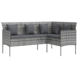 5 Piece L-shaped Couch Sofa Set with Cushions Poly Rattan Grey - Side View