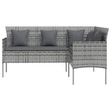 5 Piece L-shaped Couch Sofa Set with Cushions Poly Rattan Grey - Top-Down View