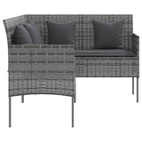 5 Piece L-shaped Couch Sofa Set with Cushions Poly Rattan Grey - Extra Image