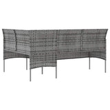 5 Piece L-shaped Couch Sofa Set with Cushions Poly Rattan Grey