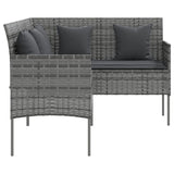 L-shaped Couch Sofa with Cushions Poly Rattan Grey - Top-Down View