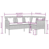L-shaped Couch Sofa with Cushions Poly Rattan Grey