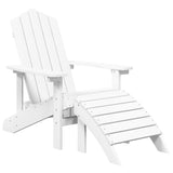 Garden Adirondack Chair with Footstool HDPE White - Front View
