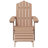 Garden Adirondack Chair with Footstool HDPE Brown - Side View