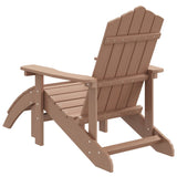 Garden Adirondack Chair with Footstool HDPE Brown - 45-Degree Angle