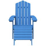 Garden Adirondack Chair with Footstool HDPE Aqua Blue - Side View