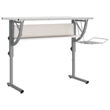 Craft Desk White and Grey 110x53x(58-87) cm Engineered Wood and Steel - Front View