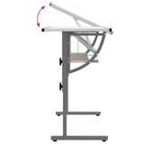 Craft Desk White and Grey 110x53x(58-87) cm Engineered Wood and Steel - Top-Down View