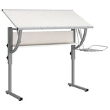Craft Desk White and Grey 110x53x(58-87) cm Engineered Wood and Steel - 45-Degree Angle