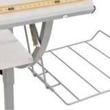 Craft Desk White and Grey 110x53x(58-87) cm Engineered Wood and Steel - Rear View