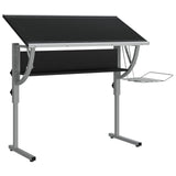 Craft Desk Black and Grey 110x53x(58-87) cm Engineered Wood and Steel - 45-Degree Angle