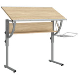 Craft Desk Sonoma Oak and Grey 110x53x(58-87)cm Engineered Wood and Steel - 45-Degree Angle