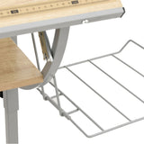 Craft Desk Sonoma Oak and Grey 110x53x(58-87)cm Engineered Wood and Steel - Rear View