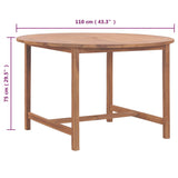 Garden Dining Table Ø110x75 cm Solid Wood Teak - Low Angle