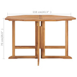 Folding Garden Dining Table 110x110x75 cm Solid Wood Teak - Close-Up Angle