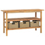 Bathroom Vanity Cabinet with 3 Baskets Teak 132x45x75 cm