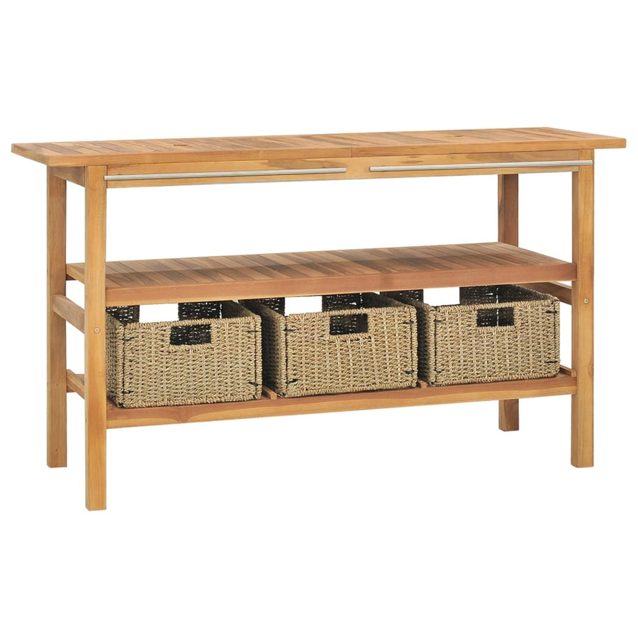 Bathroom Vanity Cabinet with 3 Baskets Teak 132x45x75 cm