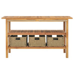 Bathroom Vanity Cabinet with 3 Baskets Teak 132x45x75 cm