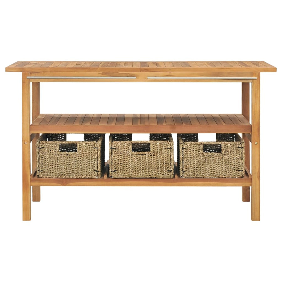 Bathroom Vanity Cabinet with 3 Baskets Teak 132x45x75 cm