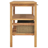 Bathroom Vanity Cabinet with 3 Baskets Solid Wood Teak 132x45x75 cm - Side View