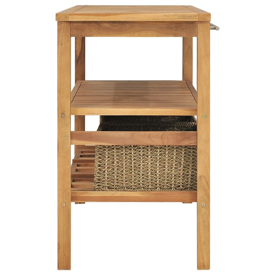 Bathroom Vanity Cabinet with 3 Baskets Teak 132x45x75 cm