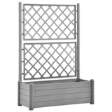 Garden Planter with Trellis 100x43x142 cm PP Stone Grey - Front View