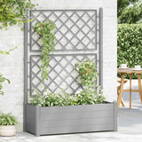 Garden Planter with Trellis 100x43x142 cm PP Stone Grey - Side View