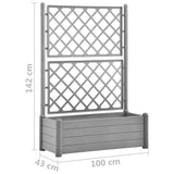 Garden Planter with Trellis 100x43x142 cm PP Stone Grey - Low Angle