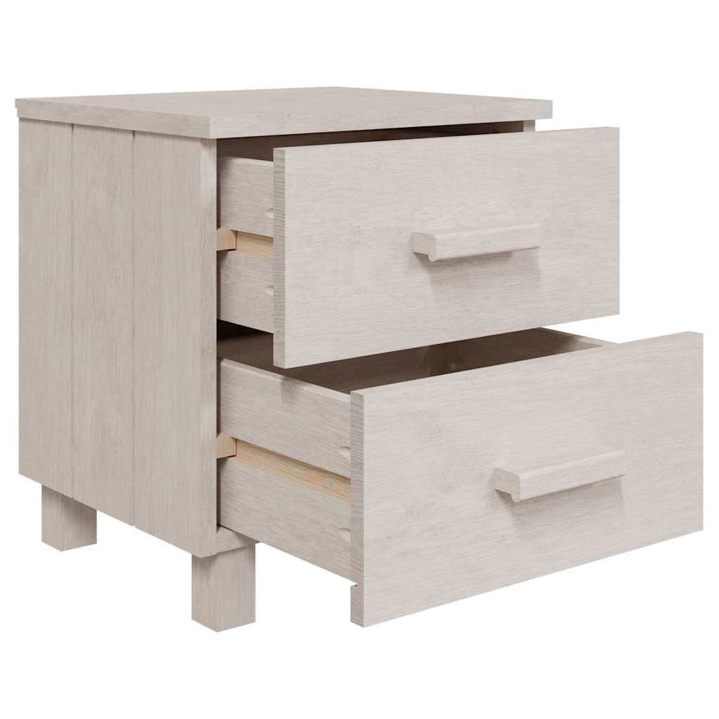 Bedside Cabinet "HAMAR" White 40x35x44.5 cm Solid Pinewood