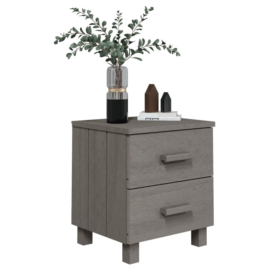 Bedside Cabinet "HAMAR" Light Grey 40x35x44.5 cm Solid Pinewood