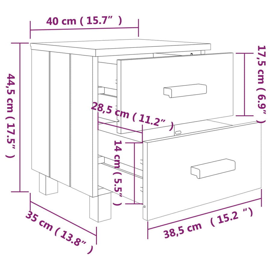 Bedside Cabinet "HAMAR" Light Grey 40x35x44.5 cm Solid Pinewood