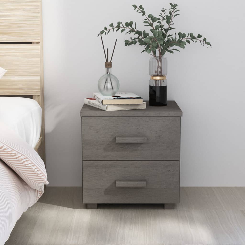 Bedside Cabinet "HAMAR" Light Grey 40x35x44.5 cm Solid Pinewood