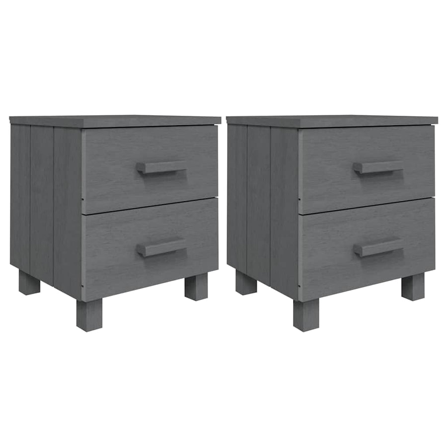 Bedside Cabinets"HAMAR"2 pcs Dark Grey 40x35x44.5 cm Solid Wood