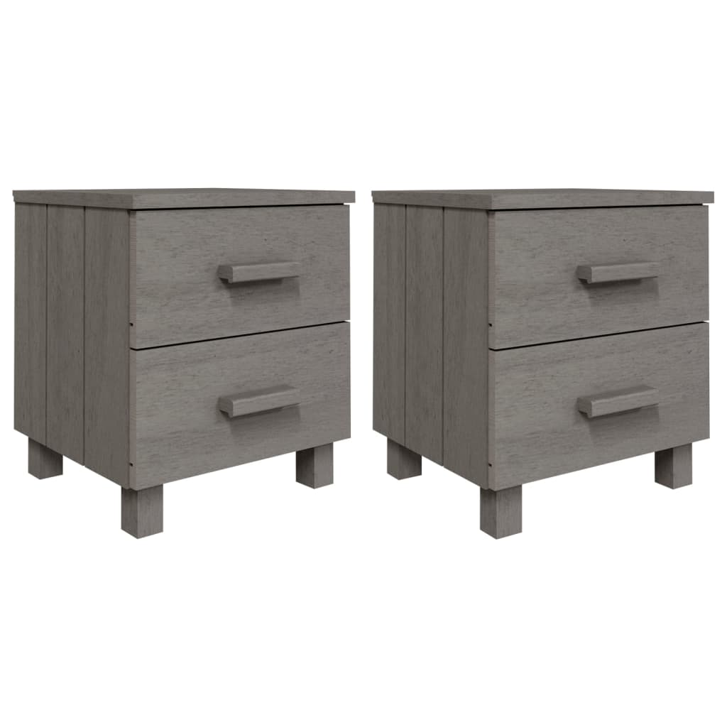 Bedside Cabinets"HAMAR"2 pcs Light Grey 40x35x44.5cm Solid Wood