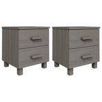 Bedside Cabinets"HAMAR"2 pcs Light Grey 40x35x44.5cm Solid Wood