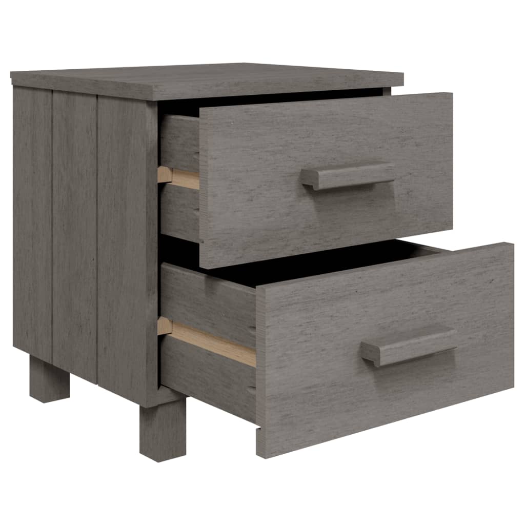 Bedside Cabinets"HAMAR"2 pcs Light Grey 40x35x44.5cm Solid Wood