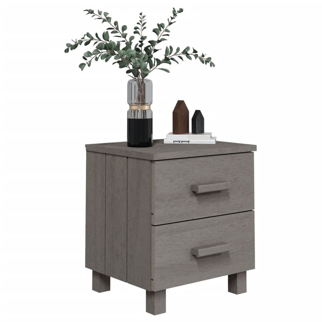 Bedside Cabinets"HAMAR"2 pcs Light Grey 40x35x44.5cm Solid Wood