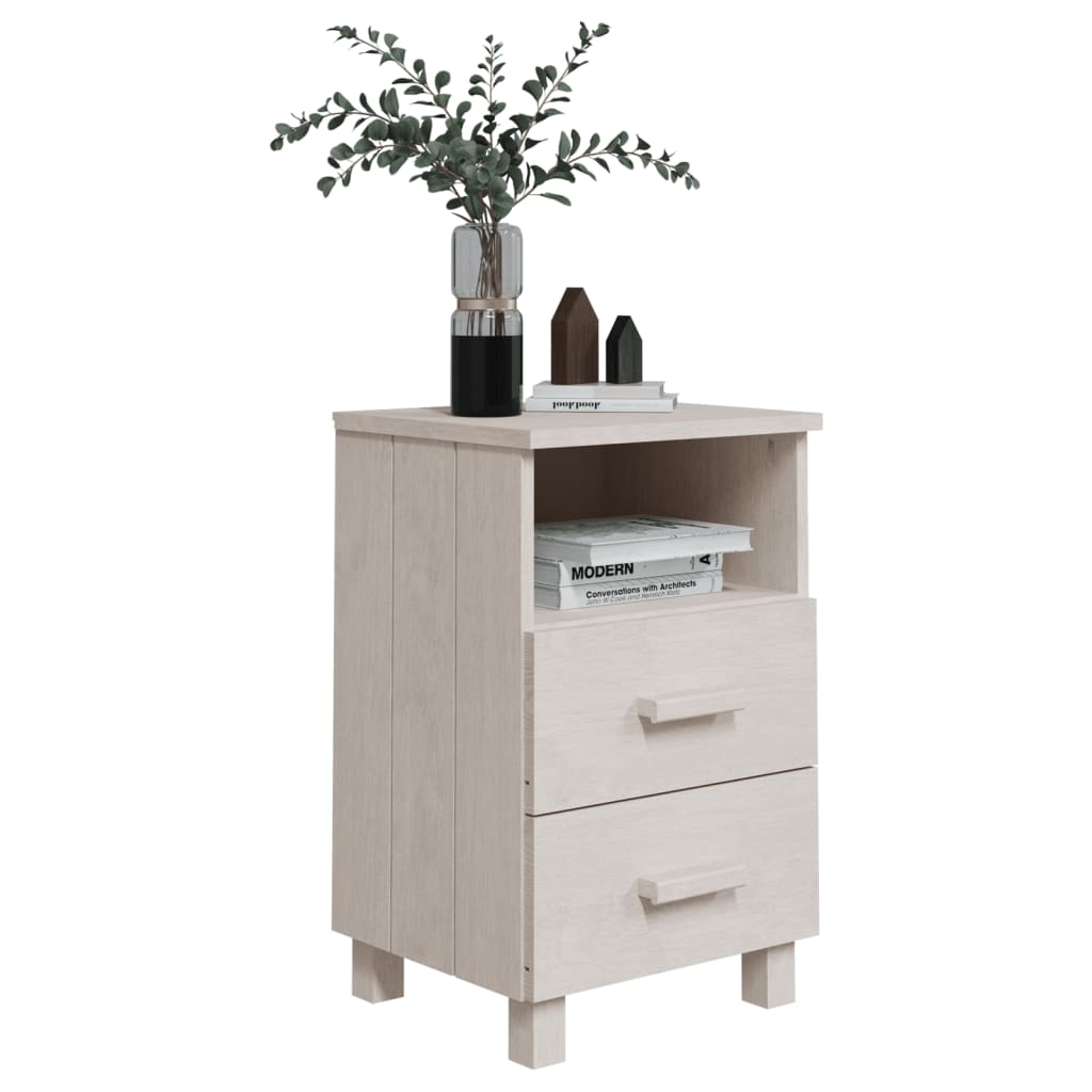 Bedside Cabinet "HAMAR" White 40x35x62 cm Solid Wood Pine