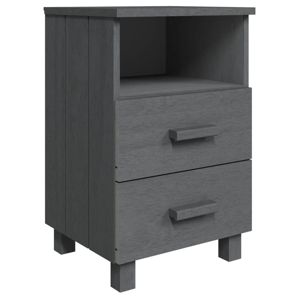 Bedside Cabinet "HAMAR" Dark Grey 40x35x62 cm Solid Wood Pine