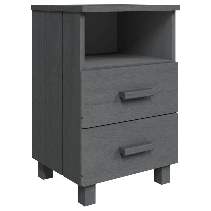 Bedside Cabinet "HAMAR" Dark Grey 40x35x62 cm Solid Wood Pine