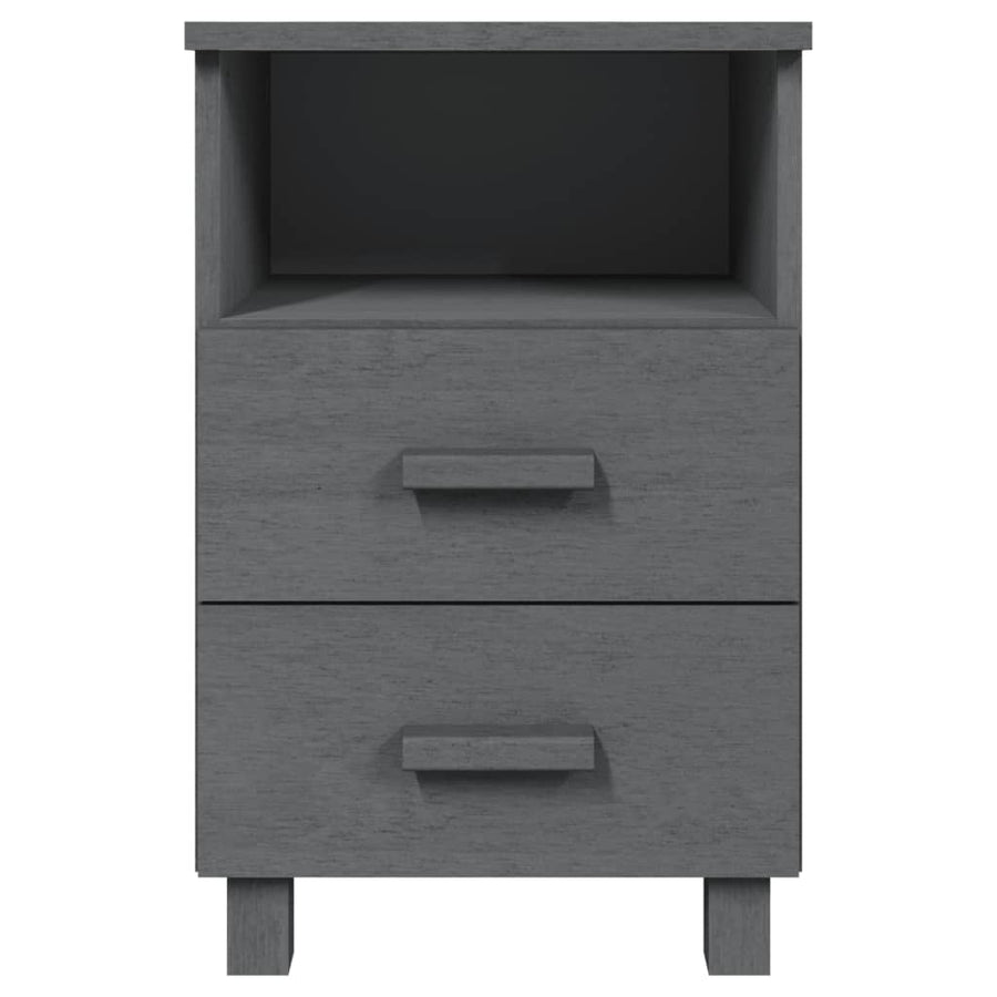 Bedside Cabinet "HAMAR" Dark Grey 40x35x62 cm Solid Wood Pine