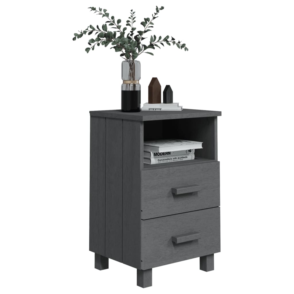 Bedside Cabinet "HAMAR" Dark Grey 40x35x62 cm Solid Wood Pine