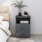 Bedside Cabinet "HAMAR" Dark Grey 40x35x62 cm Solid Wood Pine