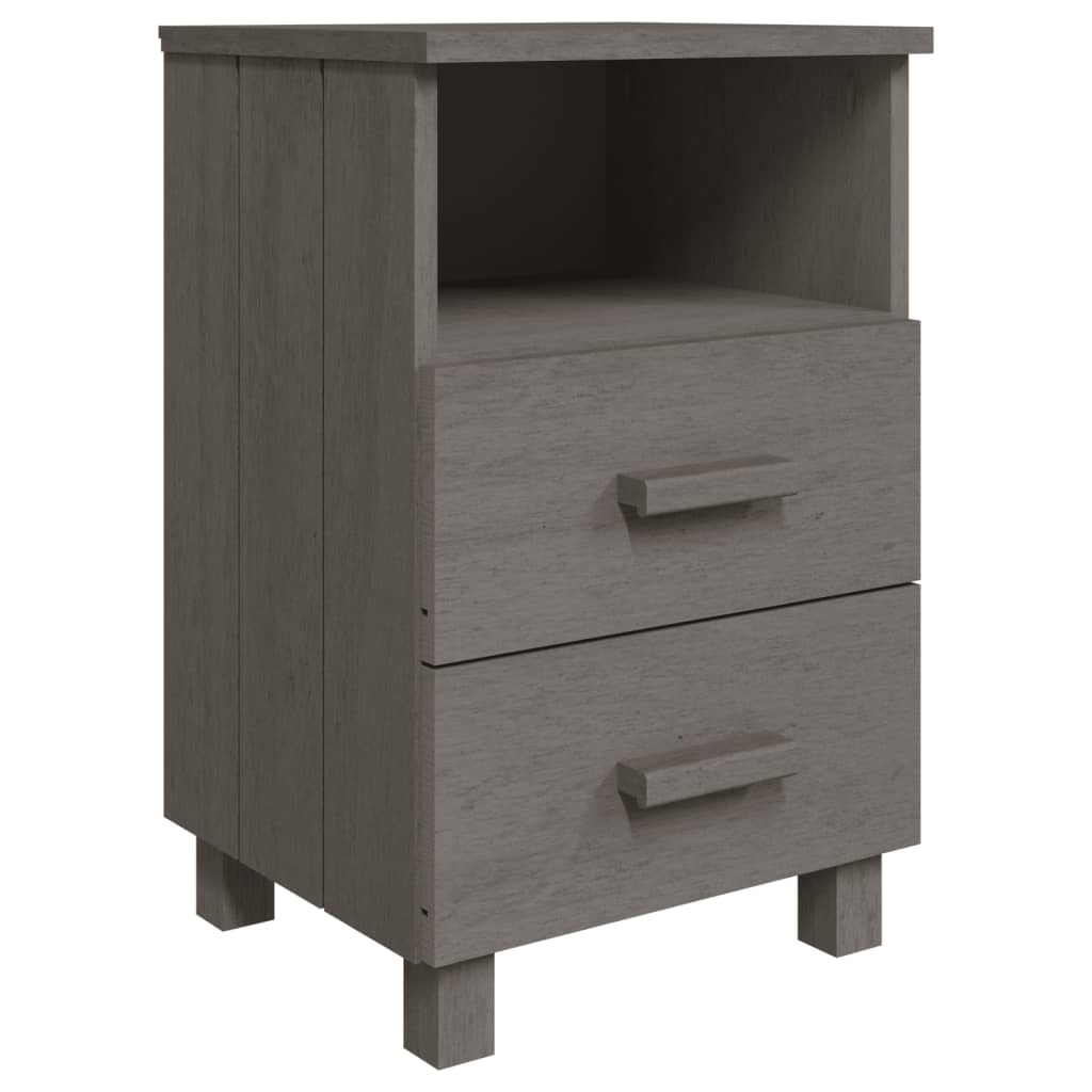 Bedside Cabinet "HAMAR" Light Grey 40x35x62 cm Solid Wood Pine