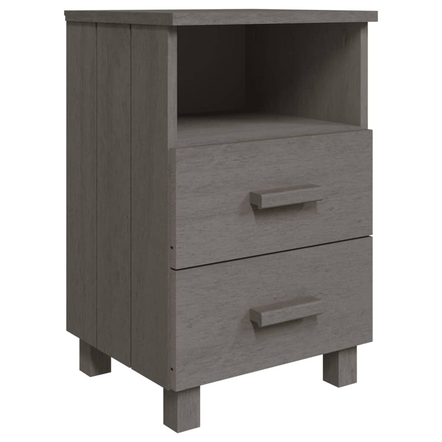 Bedside Cabinet "HAMAR" Light Grey 40x35x62 cm Solid Wood Pine