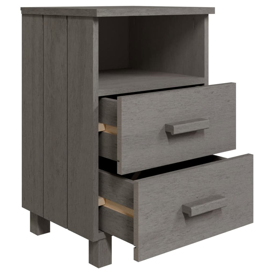 Bedside Cabinet "HAMAR" Light Grey 40x35x62 cm Solid Wood Pine