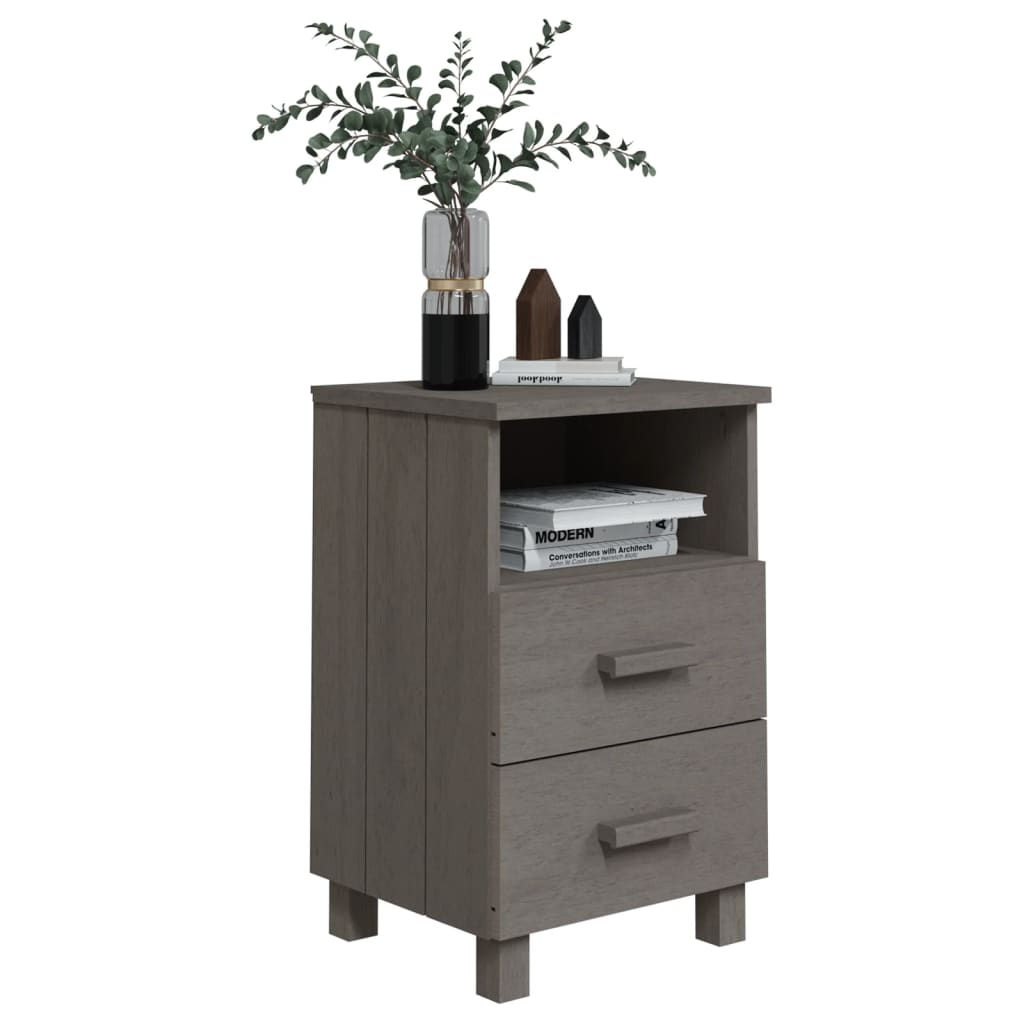 Bedside Cabinet "HAMAR" Light Grey 40x35x62 cm Solid Wood Pine